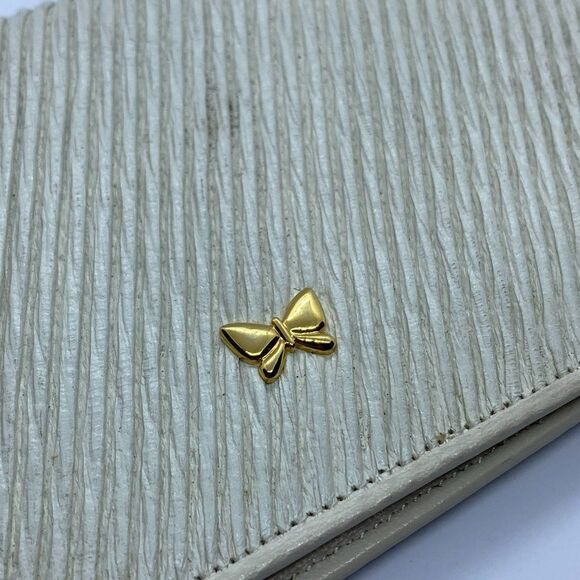 Authentic Hanae Mori Luxury Ivory Fabric & Leather Long Bifold Clutch Wallet - Picture 2 of 9